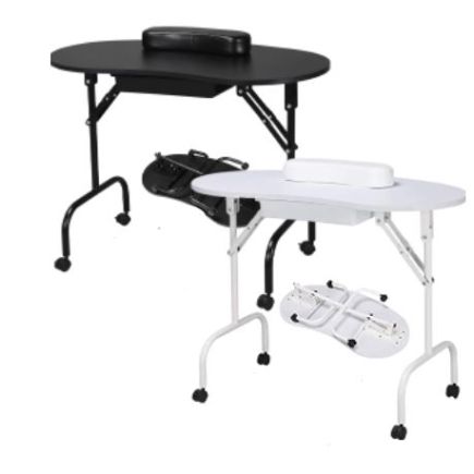 Folding Portable Nail Table Black Black
