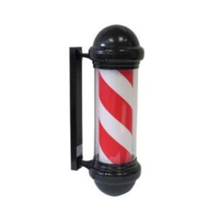 Black Barber Pole with Red & White Stripes