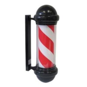 Black Barber Pole with Red & White Stripes