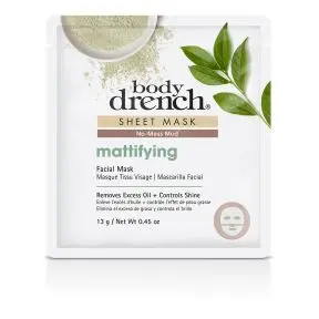 Body Drench No-Mess Green Mud Mattifying Sheet Facial Mask