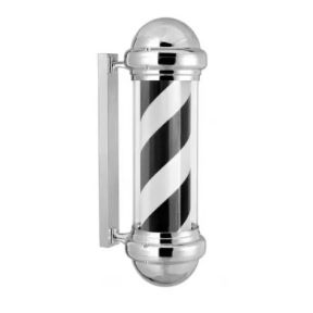 Chrome Barber Pole with Black & White Stripes