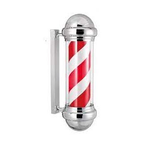Chrome Barber Pole with Red & White Stripes