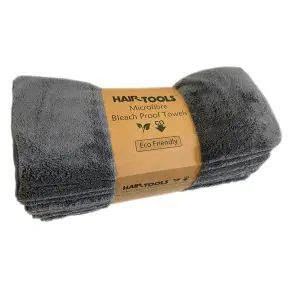 Hair Tools Microfibre Bleach Proof Towels Steel Grey 12 Pack