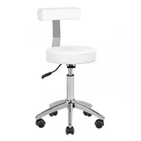 Pedicure Stool White With Backrest