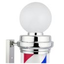 Chrome Barber Pole with Blue, Red & White Stripes With Bulb